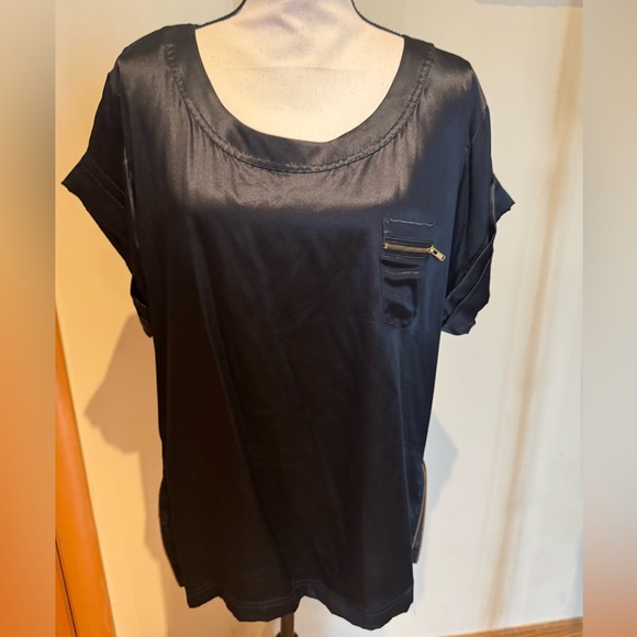 DVF Diane von Furstenberg satin 100% silk blouse shirt Sz 14 - Picture 13 of 16